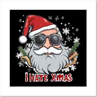 I hate christmas Santa with sunglasses xmas Posters and Art